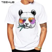 Wholesale Men s Fashion Cool Panda With Sunglasses Printed T Shirt Short Sleeve Novelty Design Tops Cool Tee