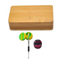 Wholesale Huahengkj Silicone Storage Box Jar Bamboo Wood Spoon Kit Portable Innovative Design Container For VAPE Wax Oil Tool Free