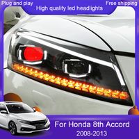 Wholesale Car Styling For Honda Accord headlights Red Eye For Accord th head lamp led DRL front Bi Xenon Lens Double D2H