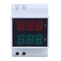 Wholesale Freeshipping Top List Din Rail AC V V Digital Voltmeter Ammeter Red Volt Green Amp Meter LED Display