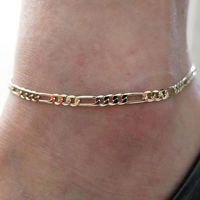 Wholesale 3pcs K Gold Plated Women Fashion Charm Cute Lady Personality Cool Figaro Chain Anklet Ankle Bracelet