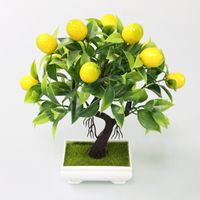 Wholesale Flone Artificial Plastic Plants Yellow Foam Fruit Tree Simulation Plant Mini Potted For Home Party Office Coffee Table Decor