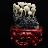 Wholesale Antiques gt Asian Antiques gt China gt Figurines Statues Old Chinese hand carved exquisite Bean sprouts Model jade statue S214