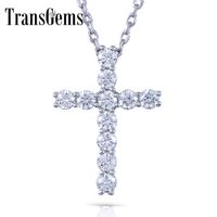 Wholesale Transgems Cross Shaped Sterling Silver Moissanite mm Gh Color Ctw Brilliant Cross Pendant Necklacefor Women Y19032201