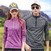 Wholesale Lovers Quick Dry Hiking T shirt Mountaineering Clothes Men Women T Shirt Couple Long Sleeve Tops Tees Breathable Sportsweater