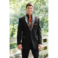Wholesale Black Groom Suits Two Buttons Notched Lapel Groomsmen Suits Men s Wedding Country Camo Tuxedos Jacket Pant Vest