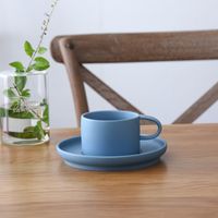 Wholesale Matte Ceramic Big Belly Coffee Cup With Tray Saucer Simple Round Mouth Cup Dish Color Glaze Casual Mugs Home Cafe Bar Supplies