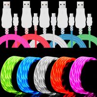 Wholesale LED Flowing Visible Flashing Type c Micro Usb Cables m ft Quick Charging Led Light Cable For Samsung s8 s9 s10 htc lg android phone