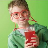 Wholesale 8 Colors Kid Funny Glasses Straw Birthday Party Straws DIY Child Novelty Drinking Straw Supplies New