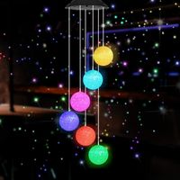 Wholesale 2pcs Color Changing Solar Power Wind Chime Spiral Spinner Crystal Ball Wind Portable Outdoor Decorative Light for Patio Yard Garden home