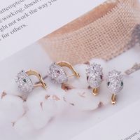Wholesale Hot Sale Fashion Lady Brass K Gold Micro Inlay Zircon Double Color Serpent Engagement Wedding Silver Needle Stud Hoop Earrings