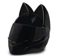 Wholesale 2018 motorcycle helmet cat ears personality full hair helmet Color pink yellow