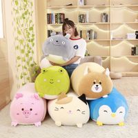 Wholesale Kawaii Soft Animal Cartoon Pillow Cushion Cute Fat Dog Cat Totoro Penguin Pig Frog Plush Toy Stuffed Lovely kids Birthyday Gift
