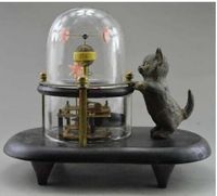 Collectible Decorated Old Copper Carved Bird In Cage Mechanical Table Clock
