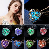 Wholesale 2020 Pretty Fairy Steampunk Glow In The Dark Heart Love Locket Pendant Necklace Luminous Jewelry For Women Necklaces Pendants