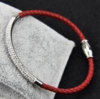 Wholesale Top Rated Fashion Stainless Steel PU Leather Bracelet With Magnetic Clasp