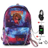 Wholesale Mens Juice Wrld Backpack Fashion Starry Sky Backpack USB Multifunction Backpack Oxford Travel School Bags Streetwear Hip Hop Bags