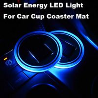 Wholesale LED Solar Car Cup Mat Holder Pad Coaster Light Accessories Interior Decoration Atmosphere for BMW Jeep Benz VW Audi Ford Chevrolet