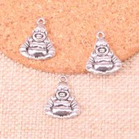 Wholesale 54pcs Charms two sided buddha mm Antique Making pendant fit Vintage Tibetan Silver DIY Handmade Jewelry