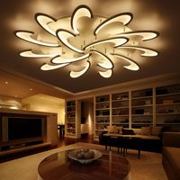 Wholesale modern led ceiling chandelier lights for living room bedroom Dining Study Room White Black AC85 V Chandeliers Fixtures