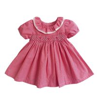 Baby girls clothes red tartan smocked dress 0-9 months