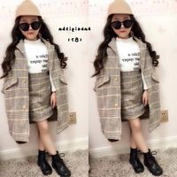 Wholesale Girl Fall Outfits Autumn Winter Children Clothing Set Coat Skirt Baby Girls Tracksuit Kids Woollen Clothes Sets