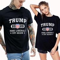 Wholesale President Donald Trump T shirt Trump Couples Pullover Tees Summer O Neck Short Sleeve Tshirts MAKE LIBERALS CRY AGAIN Tops D1601