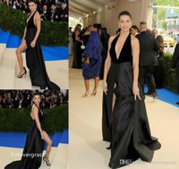 Wholesale 2019 Gala Red Carpet Little Black Celebrity Evening Dress With Deep V Neck Sleeveless Long Formal Party Gown Custom Made Plus Size