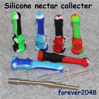 Wholesale Silicone Nectar Collector Kit With mm Domeless Titanium Nail Honeycomb Perc Dab Oil rigs Glass Bongs VS Glass Nectar Collector