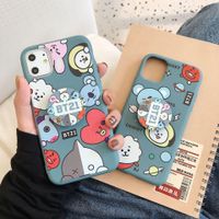 Wholesale New Luxury design cartoon BT21 Diamond pattern phone case for iphone X XR XS Pro Max S plus Cute phone cover coque holder