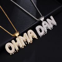 Crown Gold or silver Custom Bubble Letter Name Pendant ICED OUT Rapper Piece icy