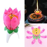Musical Joyeux anniversaire Parti fleur de lotus Candle cake topper décoration décoration
