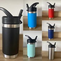 Wholesale 12oz Kids Straw Bottle Stainless Steel Insulation Double Wall Tumbler oz Handle Water Bottle Colors Straw Cups with logo LJJO8283