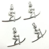 Wholesale ski kids antique silver charms pendants jewelry findings DIY for necklace bracelet mm DH0810