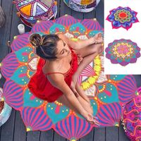 Wholesale Round Beach Towel CM Mandala Summer Beach Towel Indian Lotu Printing Yoga Mat Round Tassel Tapestry Totem Blanket Floor Pad GGA2198