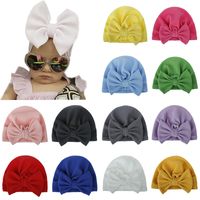 Wholesale 2020 Baby cotton Blends Headband Large Bow Turban Hat Hair Band For Children Girls Elastic Headwrap Children Turban Caps