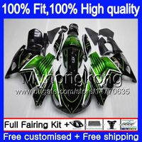 Wholesale Injection For KAWASAKI ZX R ZZR1400 MY ZZR ZX R ZX14R Fairings Green black hot