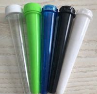 Wholesale 98mm pre roll packaging plastic pre rolling cone tube doob blunt joint conical tube clear black with child resistant cap custom label