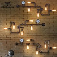 Wholesale American Industrial LOFT Wall Lamps Iron Rust Water Pipe Retro Wall Lamp Bar Cafe Decor Sconce Lamp Balcony Aisle Lighting