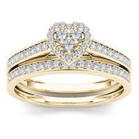 Wholesale New Gold Color Wedding Rings For Women Square Zircon Jewelry Heart Rings Elegant Female Engagement Ring Set Fashion Accessories