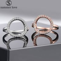 Wholesale New White Cubic Zirconia Hoop Ring Silver Rose Gold Open Circle Karma Promise Statement Ring for Women Wedding Anniversary Jewelry Z