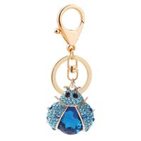 Wholesale 6pcs Woman Charm Key Chain Ring Fashion Crystal Ladybuy Keychain Female Cute Lovely Rhinestone Ladybug Key Ring
