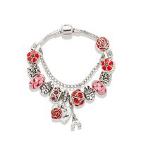 Wholesale Red Tower Pendant Bracelet for Pandora Jewelry Silver Plated DIY Charm Beaded Bracelet with Original Box Holiday Gift