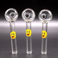 Wholesale Smile Logo Glass Oil Burner Pipe Spoon Pyrex Oil Burner Glass Pipes Hand Pipes Smoking Pipes For Smoking Accessories Tobacco Tool