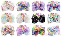 Wholesale JOJO bow rainbow Inch big bowknot Kawaii hairpin child hair clip with card girl accessories