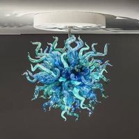 Wholesale Pendant Lamps Murano Blue and Green Glass Shade Chandeliers with Led Lights Hand Blown Venetian Indoor Lighting Pendant Lights