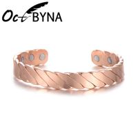 Wholesale Octbyna Anti fatigue Magnet Health Bangle For Women Rose Gold Copper Bracelet Male Magnetic Bangles