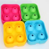 Wholesale 4 Hole Ice Cube Ball Drinking Wine Tray Round Maker Mold Sphere Mould Party Bar Silicone Ice Hockey Maker Bar Accessories KKA7746