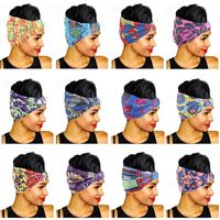 Wholesale African Print Stretch Cotton Headband for Women Elastic Headwear Turban Head Scarf Ladies Bandage Head Wrap Hair Accessories