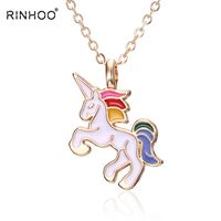 Wholesale HORSE Necklace For Girls Children Kids Enamel Cartoon Horse jewelry accessories Women Animal Necklace Pendant